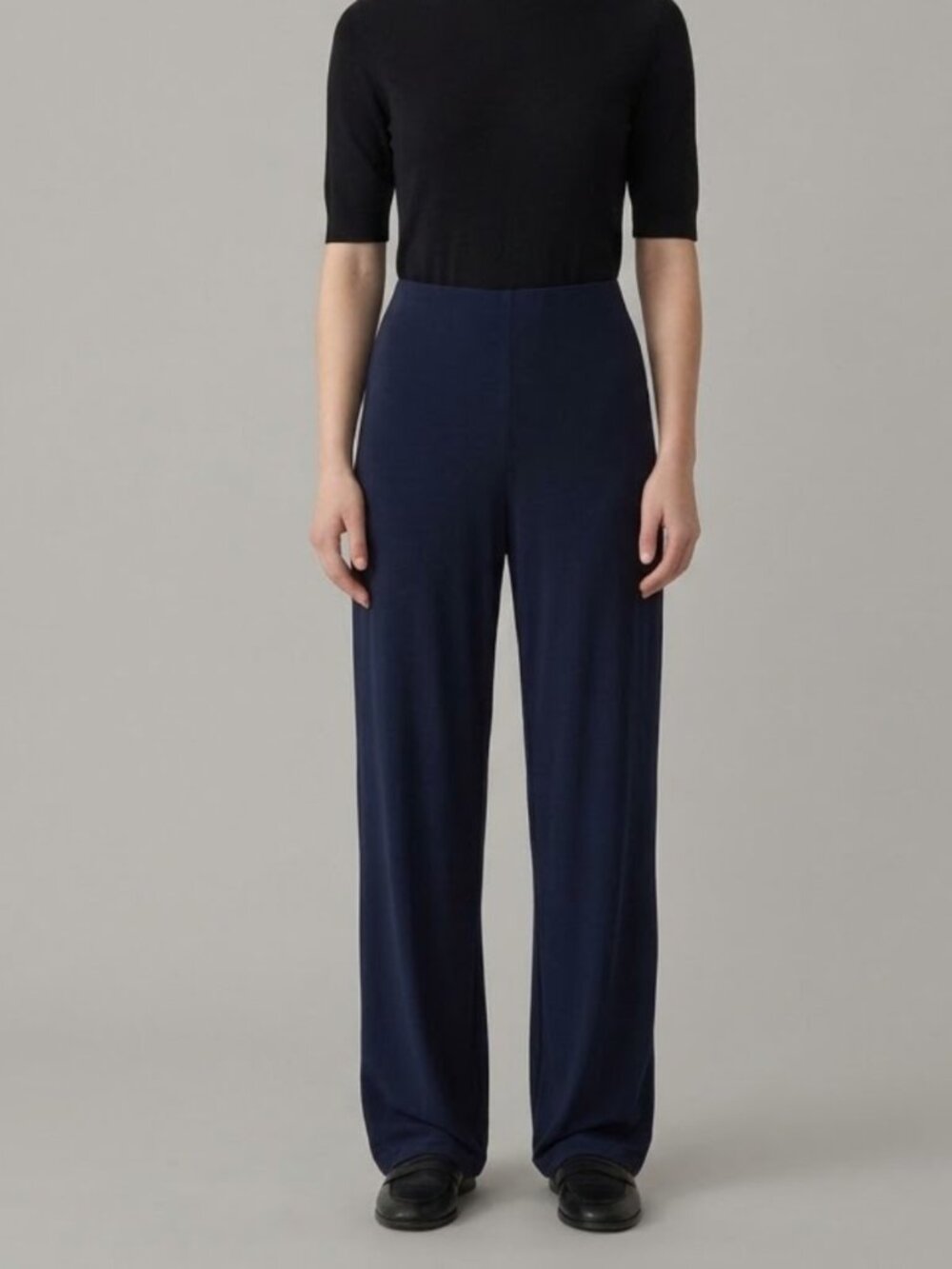 Evan-Picone Fluid Jersey Knit Pull-On Pants Navy Blue M